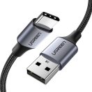 Ugreen US316 USB-A-USB-C töltő- és adatkábel, fonott, 3A, 18W, 1m, fekete