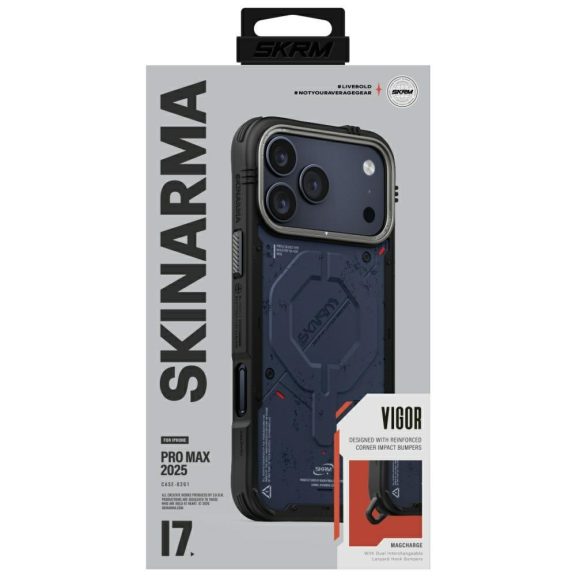 Skinarma Vigor Apple iPhone 17 Pro Max mágneses tok, Magsafe kompatibilis, kék