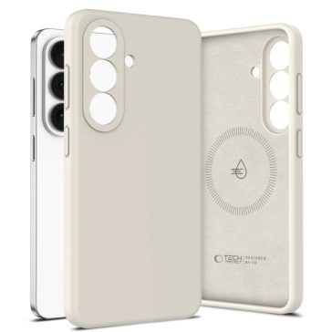   Tech-Protect Silicone Samsung Galaxy S26 Plus szilikon tok, MagSafe, elefántcsont (szürke)