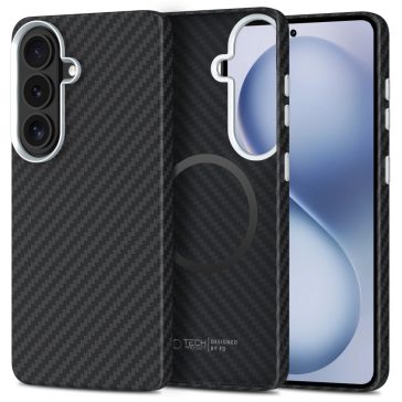   Tech-Protect Ion Carbon Samsung Galaxy S26 hátlap tok, MagSafe, fekete-ezüst