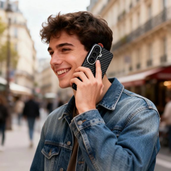 Tech-Protect Ion Carbon Samsung Galaxy S26 hátlap tok, MagSafe, fekete-ezüst