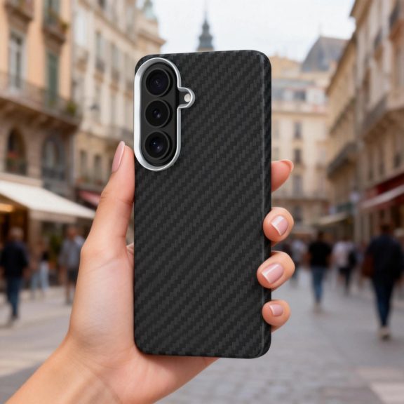 Tech-Protect Ion Carbon Samsung Galaxy S26 hátlap tok, MagSafe, fekete-ezüst