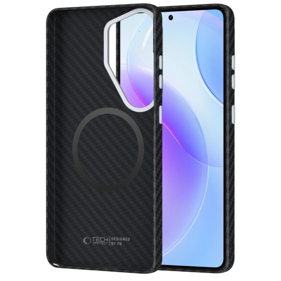 Tech-Protect Ion Carbon Samsung Galaxy S26 Ultra hátlap tok, MagSafe, fekete-ezüst