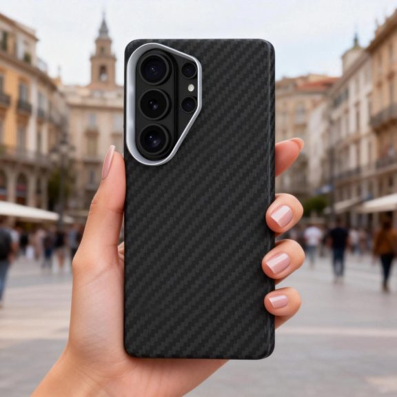 Tech-Protect Ion Carbon Samsung Galaxy S26 Ultra hátlap tok, MagSafe, fekete-ezüst