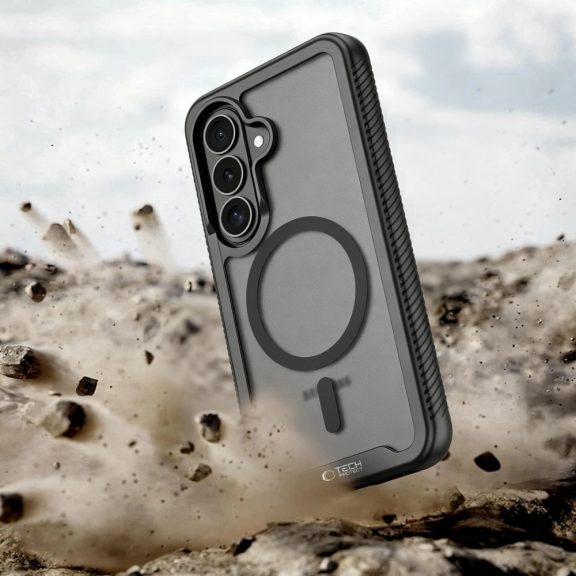 Tech-Protect Defense Samsung Galaxy S26 Ultra hátlap tok kijelző védelemmel, ütésálló, MagSafe, áttetsző-fekete