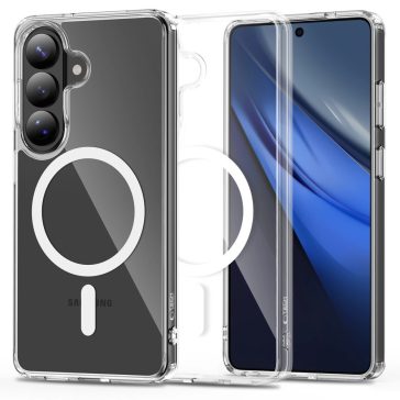   Tech-Protect Flexair Hybrid Samsung Galaxy S26 Plus hátlap tok, megerősített sarok, MagSafe, átlátszó-fehér