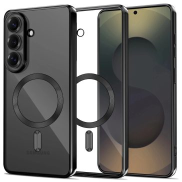   Tech-Protect MagFlex Samsung Galaxy S26 hátlap tok, MagSafe, átlátszó-fekete (fényes)