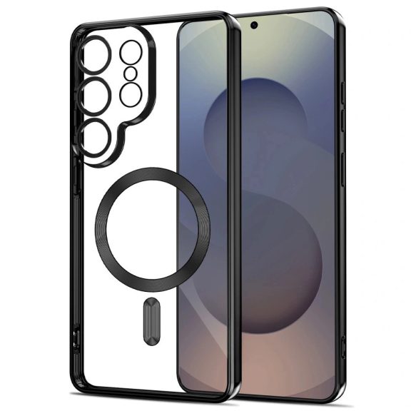 Tech-Protect MagFlex Samsung Galaxy S26 Ultra hátlap tok, MagSafe, átlátszó-fekete (fényes)