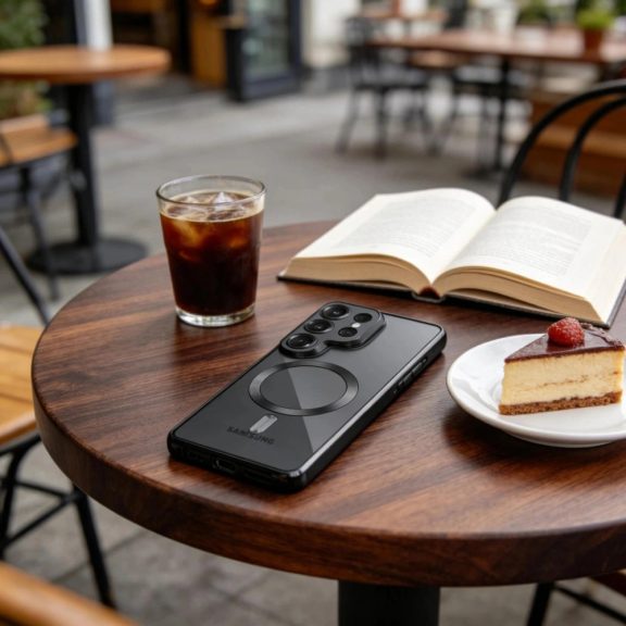 Tech-Protect MagFlex Samsung Galaxy S26 Ultra hátlap tok, MagSafe, átlátszó-fekete (fényes)