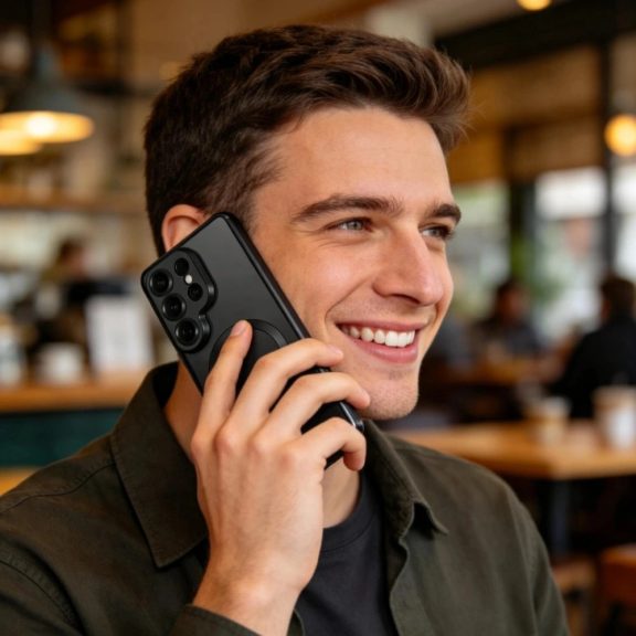 Tech-Protect MagFlex Samsung Galaxy S26 Ultra hátlap tok, MagSafe, átlátszó-fekete (fényes)