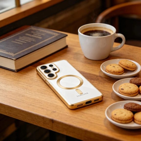 Tech-Protect MagFlex Samsung Galaxy S26 Ultra hátlap tok, MagSafe, átlátszó-arany (fényes)