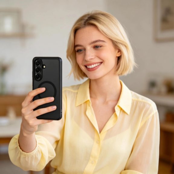 Tech-Protect MagPeak Samsung Galaxy S26 hátlap tok, MagSafe, áttetsző-fekete