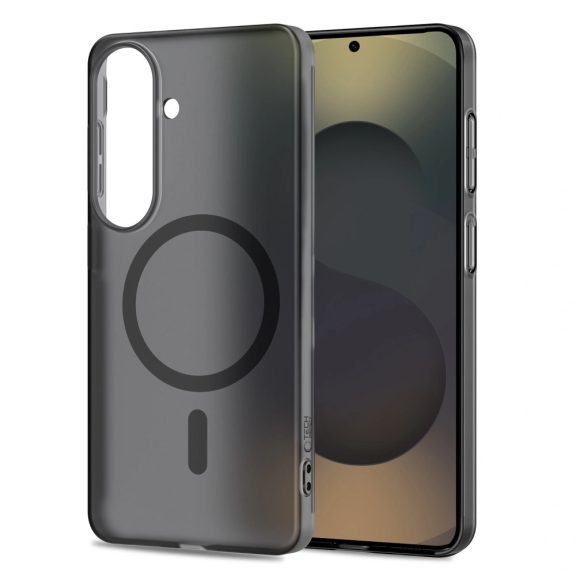 Tech-Protect MagSlim Samsung Galaxy S26 hátlap tok kitámasztóval, MagSafe, áttetsző-fekete