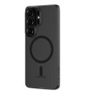 Tech-Protect MagSlim Samsung Galaxy S26 Ultra hátlap tok kitámasztóval, MagSafe, áttetsző-fekete