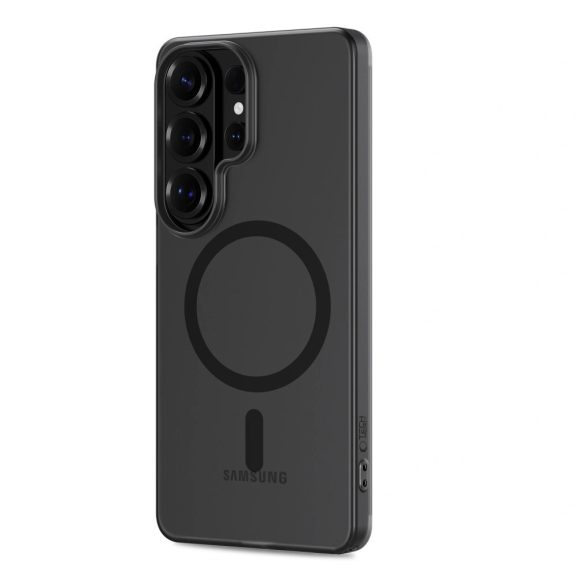 Tech-Protect MagSlim Samsung Galaxy S26 Ultra hátlap tok kitámasztóval, MagSafe, áttetsző-fekete