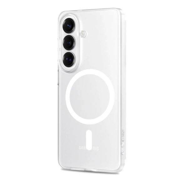 Tech-Protect MagSlim Samsung Galaxy S26 hátlap tok kitámasztóval, MagSafe, áttetsző-fehér