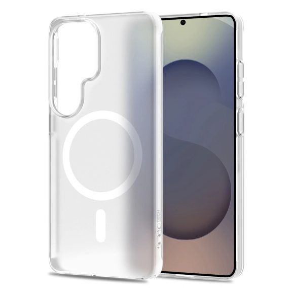 Tech-Protect MagSlim Samsung Galaxy S26 Ultra hátlap tok kitámasztóval, MagSafe, áttetsző-fehér