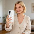 Tech-Protect MagSlim Samsung Galaxy S26 Ultra hátlap tok kitámasztóval, MagSafe, áttetsző-fehér