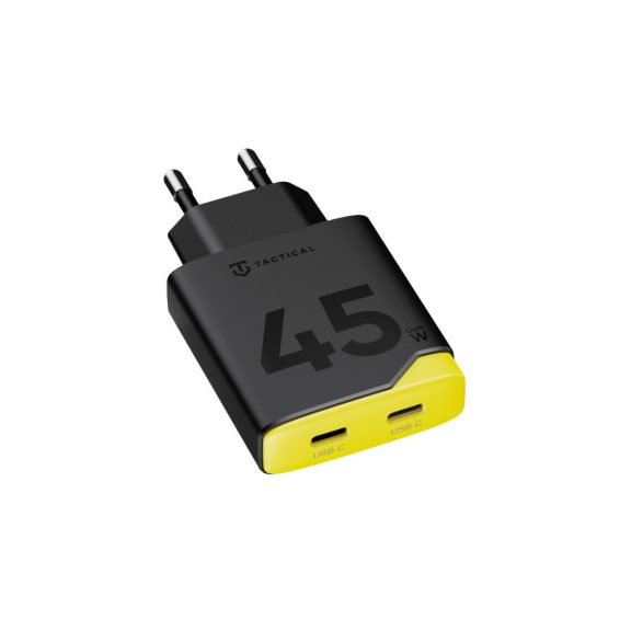 Tactical Minimi USB-C-USB-C gyorstöltő adapter, kompakt, GaN, 45W, sárga-fekete