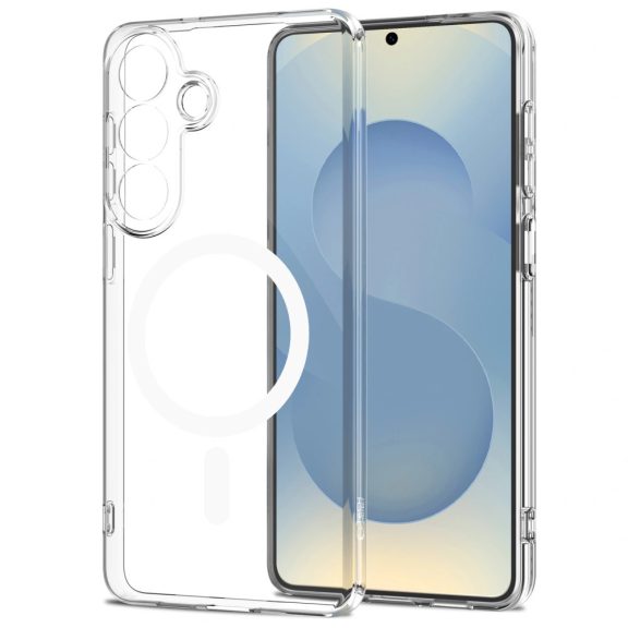 Tech-Protect Flexair Samsung Galaxy S26 hátlap tok, megerősített sarok, MagSafe, átlátszó-fehér