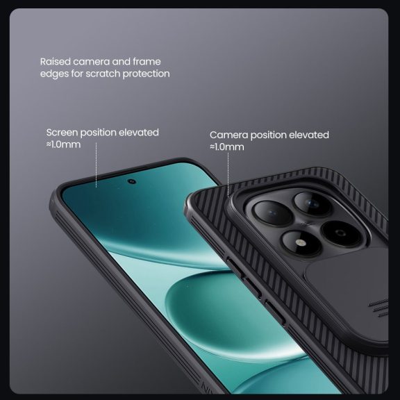 Nillkin CamShield PRO Hard Xiaomi Redmi Note 15 Pro Plus 5G / Poco M8 Pro 5G műanyag hátlap tok, átlátszó-fekete