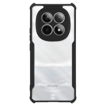   Tactical Quantum Stealth Xiaomi Redmi Note 15 hátlap tok megerősített sarokkal, átlátszó/fekete
