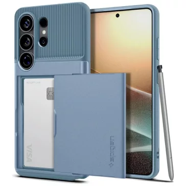   Spigen Slim Armor CS Samsung Galaxy S26 Ultra tok, kártyatartó, MagSafe, Light Blue, kék