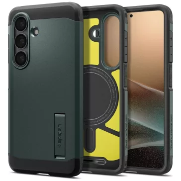   Spigen Tough Armor MagFit Samsung Galaxy S26 tok, MagSafe, Abyss Green, zöld