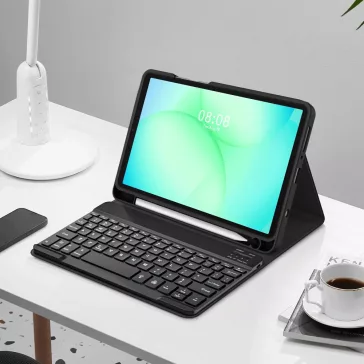   Tech-Protect Sc Pen + Keyboard Samsung Galaxy Tab A11 / Tab A9 oldalra nyíló, kitámasztható mappa tok ceruza tartóval, mágneses rögzítés, billentyűzettel, fekete