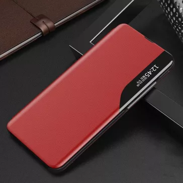   Samsung Galaxy M31s SM-M317F, Oldalra nyíló tok, stand, hívás mutatóval, Wooze FashionBook, piros