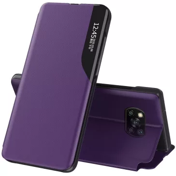   Xiaomi Redmi Note 9 / Redmi 10X 4G, Oldalra nyíló tok, stand, hívás mutatóval, Wooze FashionBook, lila