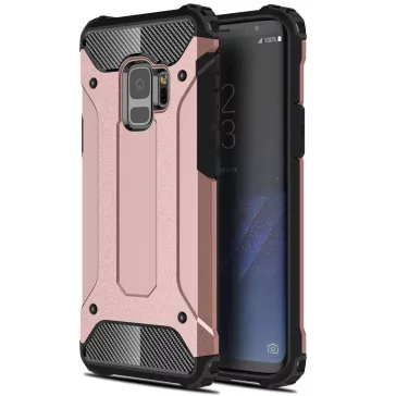   Samsung Galaxy A22 4G SM-A225F, Műanyag hátlap védőtok, Defender, fémhatású, vörösarany