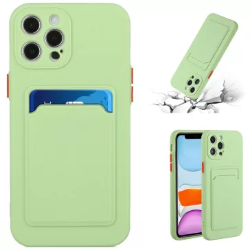   Samsung Galaxy A51 SM-A515F, Szilikon tok, kártyatartóval, Wooze Card Slot, világoszöld