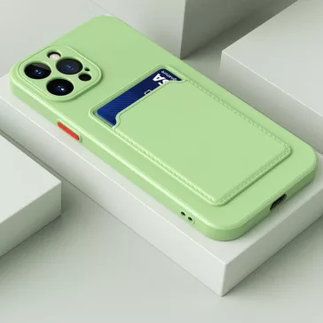   Samsung Galaxy A51 SM-A515F, Szilikon tok, kártyatartóval, Wooze Card Slot, világoszöld