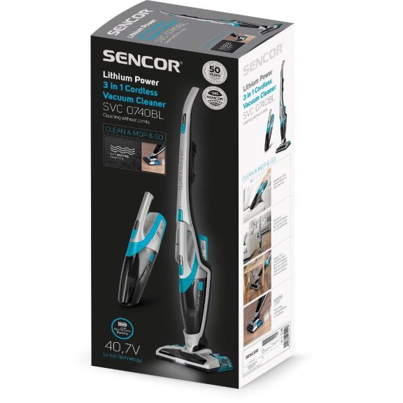 Sencor SVC 0740BL álló porszívó 3in1 felmosó mop