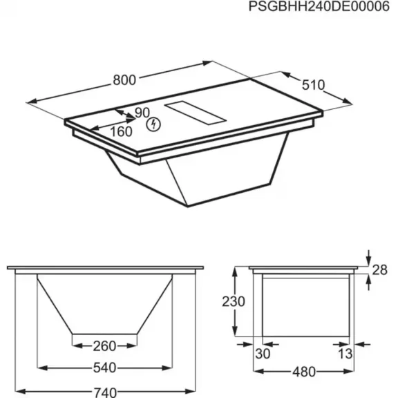 AEG TH84CC23CZ Beépíthető indukciós főzőlap beépített páraelszívóval 80 cm