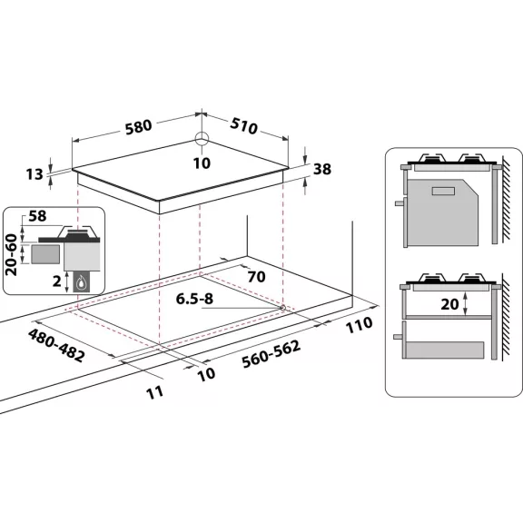Whirlpool TKRL 661 IX EU beépíthető gázfőzőlap