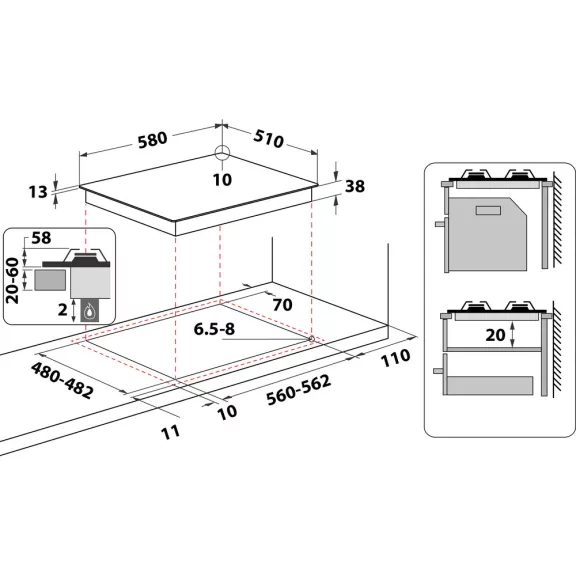 Whirlpool TKRL 661 NB Beépíthető gázfőzőlap