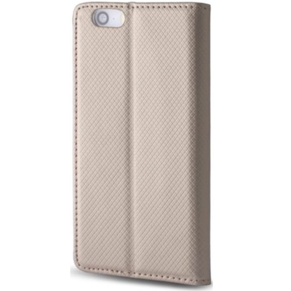 Apple iPhone 15 Plus, Oldalra nyíló tok, stand, Smart Magnet, arany