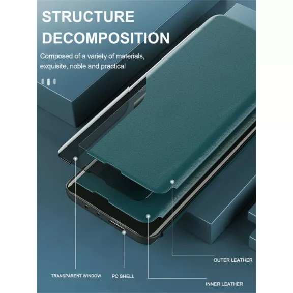 Samsung Galaxy A06 SM-A065F, Oldalra nyíló tok, stand, hívás mutatóval, Wooze FashionBook, kék