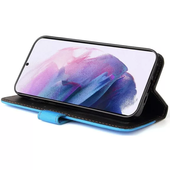 Samsung Galaxy A06 SM-A065F, Oldalra nyíló tok, stand, kártyatartóval, kézpánttal, Wooze Colour Wallet, kék
