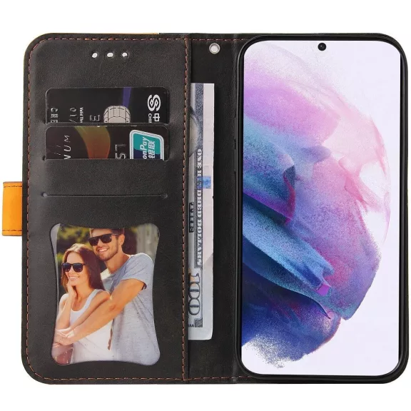 Samsung Galaxy A06 SM-A065F, Oldalra nyíló tok, stand, kártyatartóval, kézpánttal, Wooze Colour Wallet, narancssárga