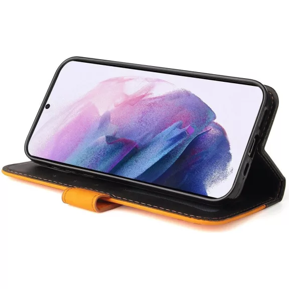 Samsung Galaxy A06 SM-A065F, Oldalra nyíló tok, stand, kártyatartóval, kézpánttal, Wooze Colour Wallet, narancssárga