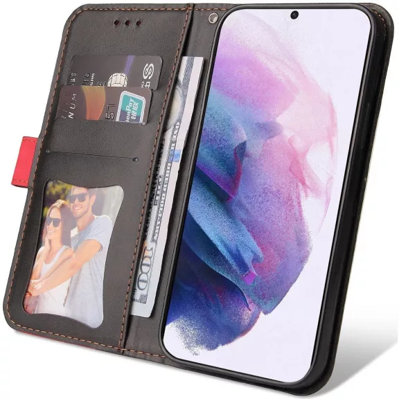 Samsung Galaxy A06 SM-A065F, Oldalra nyíló tok, stand, kártyatartóval, kézpánttal, Wooze Colour Wallet, piros