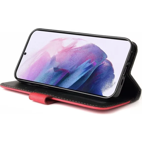 Samsung Galaxy A06 SM-A065F, Oldalra nyíló tok, stand, kártyatartóval, kézpánttal, Wooze Colour Wallet, piros