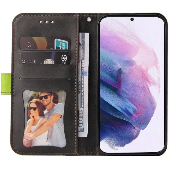 Samsung Galaxy A06 SM-A065F, Oldalra nyíló tok, stand, kártyatartóval, kézpánttal, Wooze Colour Wallet, zöld