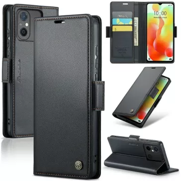   Samsung Galaxy A06 SM-A065F, Oldalra nyíló tok, stand, kártyatartóval, RFID technológiával, Wooze CaseME, fekete