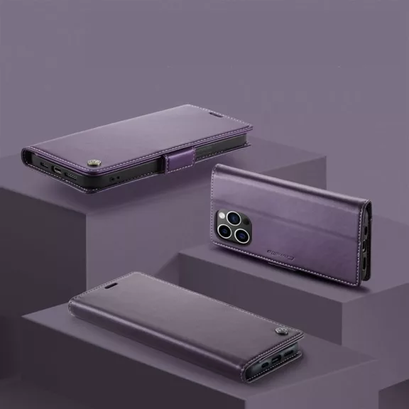 Samsung Galaxy A06 SM-A065F, Oldalra nyíló tok, stand, kártyatartóval, RFID technológiával, Wooze CaseME, lila