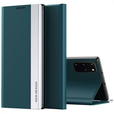   Samsung Galaxy A06 SM-A065F, Oldalra nyíló tok, stand, Wooze Silver Line, sötétzöld