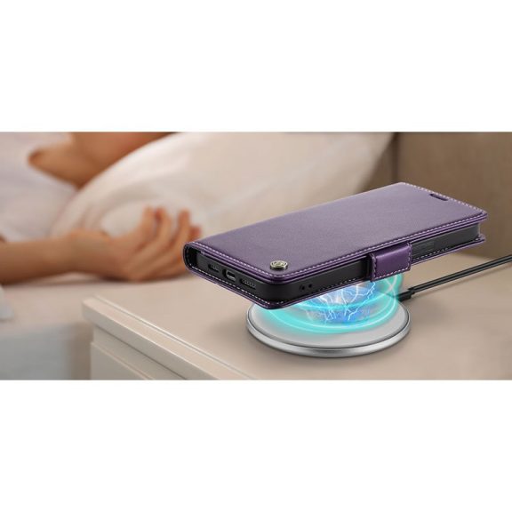 Xiaomi 14T Pro, Oldalra nyíló tok, stand, kártyatartóval, RFID technológiával, Wooze CaseME, lila